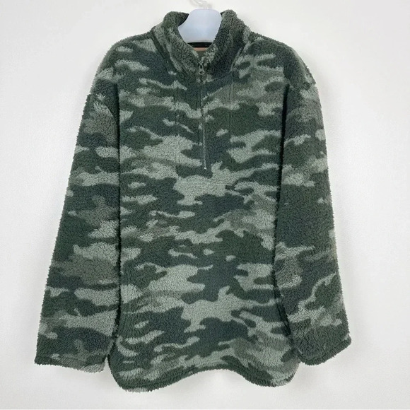 Koolaburra‎ by UGG Camo Cozy Sherpa 1/4 Zip Fuzzy Fleece Pullover XL - Picture 12 of 13